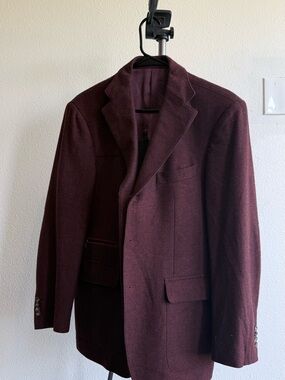 Italian Men's Burgundy premium wool Blazer - Classic 3 Button Sport Coat
